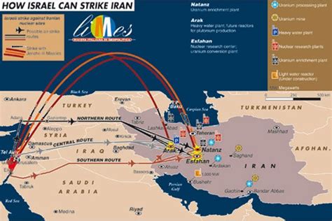 iran attack israel map